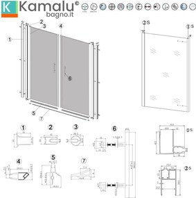 Kamalu - Box doccia 80x70 nero apertura saloon altezza 200h | KS2800AS
