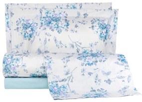 Completo Lenzuola in Percalle Soft hydrangea Matrimoniale -