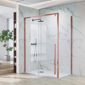 Kamalu - Box doccia 80x130 telaio oro rosa vetro 8mm | KSA5000RG