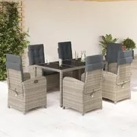 Set da Pranzo da Giardino 7 pz con Cuscini in Polyrattan Grigio 3212216