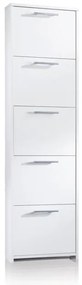 Scarpiera 5 ante a ribalta singola prof L 50 x H 178 x P 18 cm 10 paia, bianco