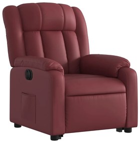 Poltrona alzapersona reclinabile rosso vino in similpelle