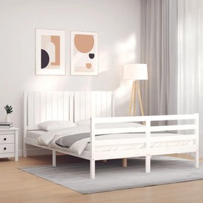 Giroletto Con Testiera Bianco 160x200 Cm Legno Massello /