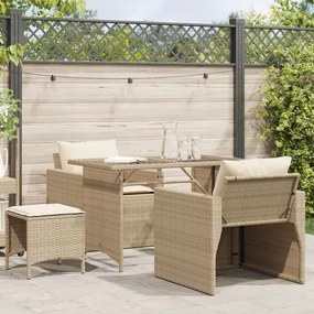 Set divano da giardino 4 pz con cuscini beige in polyrattan