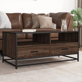 Tavolino Rovere Marrone 100x50x45cm Legno Multistrato E Metallo /