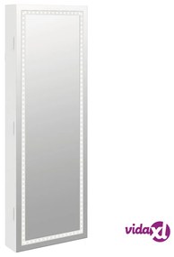 vidaXL Armadio Portagioie a Specchio con Luci LED a Parete Bianco