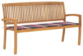 Panchina da Giardino Impilabile e Cuscino 159cm Teak Massello