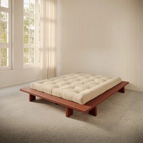 Letto matrimoniale color terracotta in pino massiccio senza testiera con rete inclusa 180x200 cm Japan – Karup Design