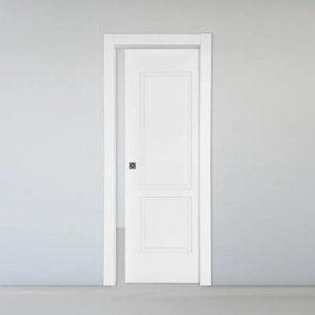 Porta interna scorrevole Twin in MDF laccato colore bianco, L 80 x H 210 cm, apertura reversibile