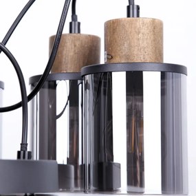 Globo 15707-3HR - Lampadario a sospensione con filo REID 3xE27/15W/230V diametro 27 cm quercia