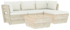 Set Divani da Giardino su Pallet 5 pz con Cuscini Legno Abete