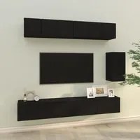 Set Mobili Porta TV 6 pz Nero in Legno Multistrato 3114615