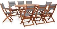 Set Pranzo da Giardino 9 pz Grigio Legno Eucalipto e Textilene 278912