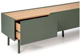 Tavolo TV in legno di rovere di colore verde-naturale 180x45 cm Arista - Teulat