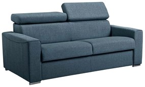 Divano letto 3 posti ribalta doghe larghe memory foam - Letto: 140cm x 16cm Tessuto Blu - VIZIR