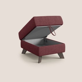 Moon Pouf contenitore e piedini alti in tessuto morbido ad intreccio soft-touch impermeabile T06 rosso