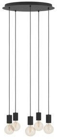 Eglo 390267 - Lampadario a sospensione con filo HUEBRO 5xE27/40W/230V nero