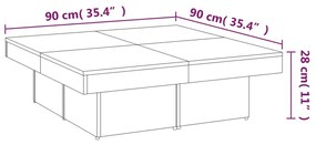 Tavolino da Salotto Rovere Fumo 90x90x28 cm Legno Multistrato