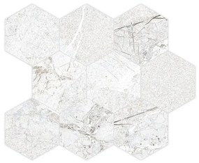 Mosaico gres porcellanato Hellir bianco, 7 pezzi