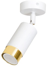 Faretto Orientabile 1 Luce Ragnar A Cilindro In Acciaio Bianco E Oro