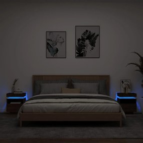 Comodini Con Luci Led 2pz Rovere Marrone 40x39x48,5 Cm /