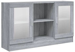 Mobile vetrina grigio sonoma 120x30,5x70 cm legno multistrato