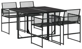 Set da pranzo da giardino 5 pz nero in polyrattan