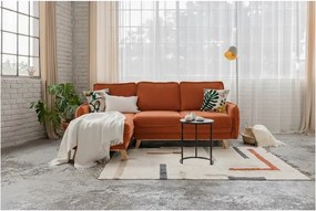 Divano letto ad angolo in velluto a coste arancione variabile Tori - Bonami Selection