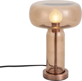 Lampada da tavolo Hotel Chic bronzo scuro con vetro marrone - Amara