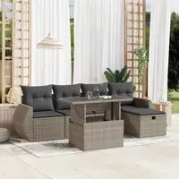 Set Divano da Giardino 6pz con Cuscini Grigio Chiaro Polyrattan 3275132