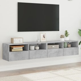 Mobili tv muro 2pz grigio cemento 80x30x30 cm legno multistrato