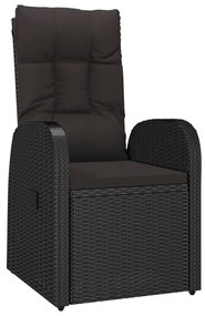 Sedie reclinabili da giardino con cuscini 2pz nero polyrattan