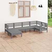 Set Salotto da Giardino 6 pz in Legno Massello di Pino Grigio 3082956