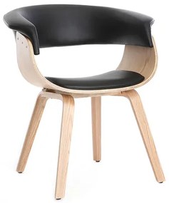 Poltrona scandinava nero e legno chiaro OKTAV