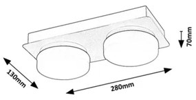Rabalux 75002 - Lampada LED da soffitto bagno ATTICHUS 2x5,5W IP44