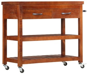 Carrello Da Cucina 100x48x89 Cm İn Legno Massello Di Acacia /