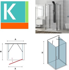 Box doccia tre lati battente 70x90x70 vetro trasparente K2800AS2 - KAMALU