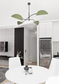 Plafoniera Moderna Ares Acciaio Nero Verde 4 Luci E14 Ip20