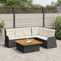 Set Divani da Giardino 5 pz con Cuscini Nero in Polyrattan 3262615