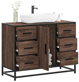 Mobile Lavabo Bagno Rovere Marrone 60x30x60cm Legno Multistrato /