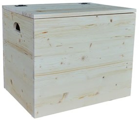 Cassapanca pouf contenitore in legno massello NATURALE cm 58