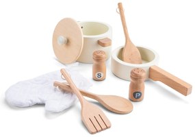 Cucina in legno - bianca con dettagli in rattan