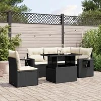 Set Divano da Giardino 6 pz con Cuscini Nero in Polyrattan 3267906