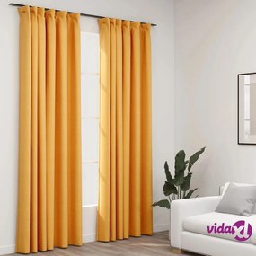 vidaXL Tende Oscuranti con Ganci Effetto Lino 2 pz Gialle 140x225 cm