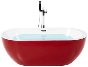 Vasca da bagno freestanding acrilico rosso 170 x 80 cm NEVIS Beliani