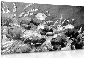 Quadro su tela – Papaveri di campo dipinti in bianco e nero