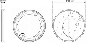 Plafoniera LED 14.5W Tonda Ø450mm Luna Crescente in Gesso