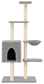 Albero per gatti con tiragraffi in sisal grigio chiaro 145 cm