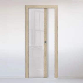 Porta scorrevole Oxford vetrate rovere L 60 x H 210 cm reversibile