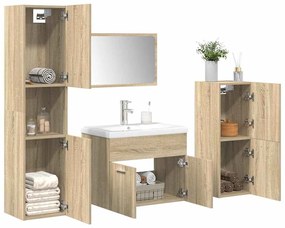 Set Mobili Da Bagno 5 Pz Rovere Sonoma İn Legno Multistrato /